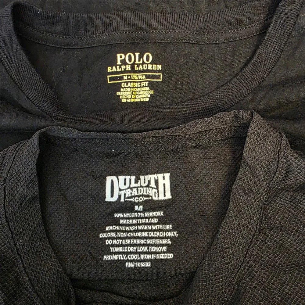 Polo ralph lauren & Duluth mens Med bundle lot long sleeve black undershirt‎ set